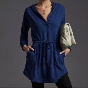 Anthropologie Daily Practice Afterglow Hooded Mini Dress Navy Size XS
